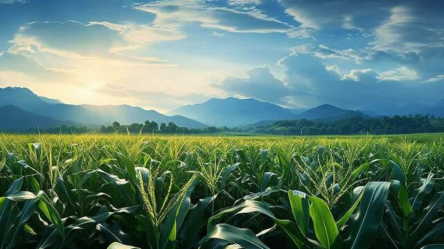 corn field in Delfts Blauw realistis and slow,ai generative