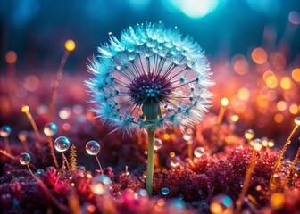Dandelion Seed Head with Dew Drops