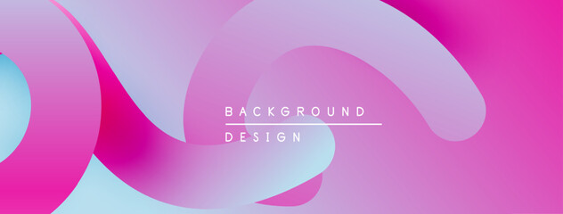 Abstract fluid shapes, vibrant pinks, purples, blues. Modern design, smooth gradients create dynamic composition. Background element.