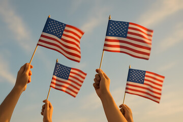  waving american flags celebration