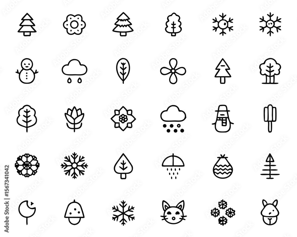 Aufkleber comprehensive collection of distinct symbols representing the changing weather and natural elements 