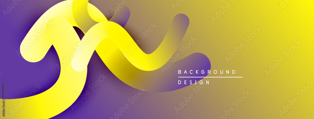 Poster abstract yellow curves over purple, gold gradient. modern design element for backgrounds, presentati