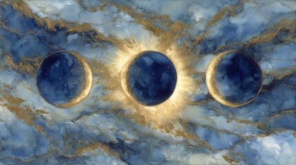 Celestial Dance: A Trilogy of Moons in a Golden Embrace