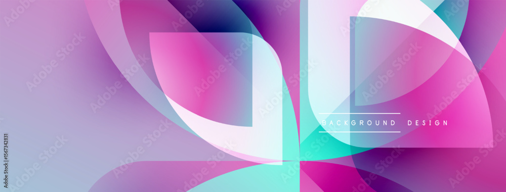 Poster abstract fluid shapes blend, creating vibrant gradient background. modern design features overlappin