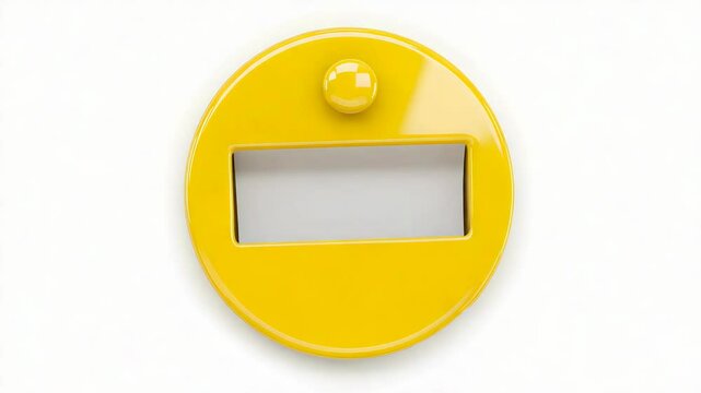 Subtraction Symbol Shiny Yellow Geometric Shape Isolated on White Background