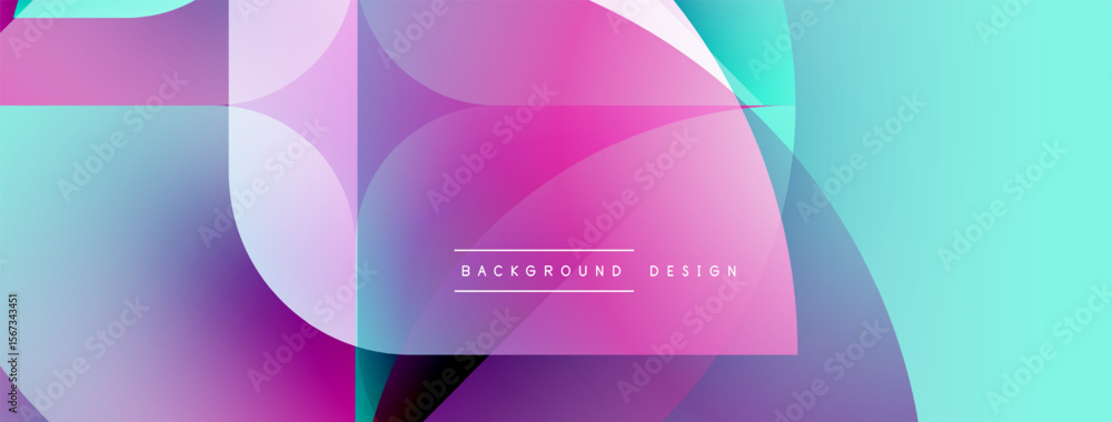 Poster Abstract colorful background. Overlapping shapes create dynamic visual effect. Gradient hues blend smoothly, offering modern aesthetic.