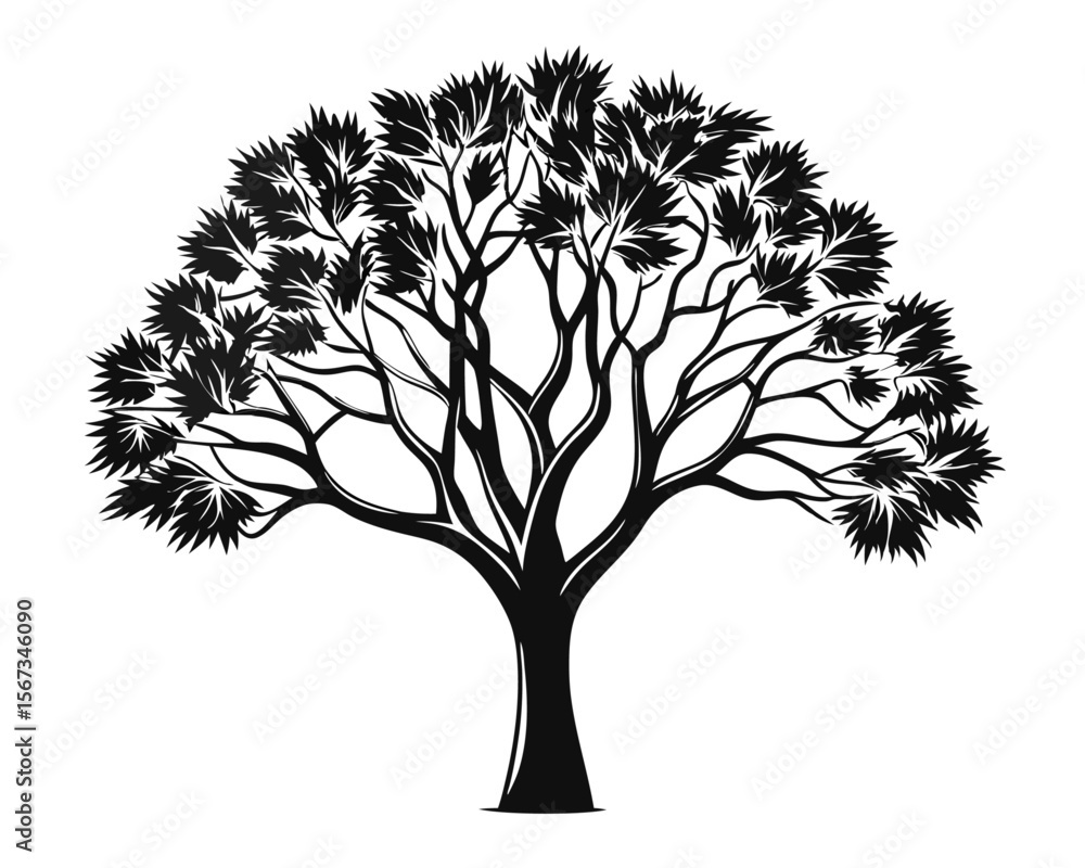 Aufkleber collection of diverse botanical silhouettes featuring trees shrubs and bushes presented in a clean i