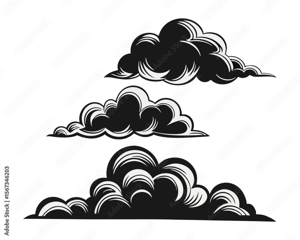 Poster architectural design elements a comprehensive collection of diverse cloud silhouettes for profession