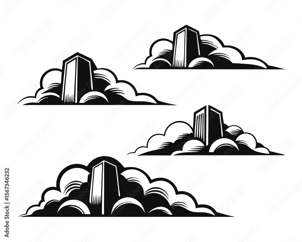 Aufkleber architectural design elements a collection of stylized cloud silhouettes for visualizations and pres