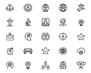 Fototapeta premium A curated collection of thin line graphical elements representing achievement progress and positive outcomes featuring editable strokes for versatile customization in design projects