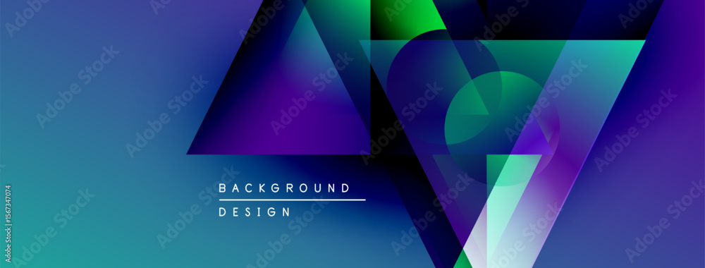 Poster abstract geometric shapes, vibrant colors, gradient background. modern design elements create dynami