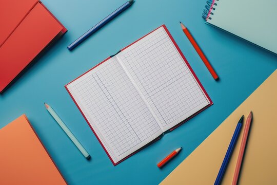 High Quality Image of Stationery Elements with Empty Notepad