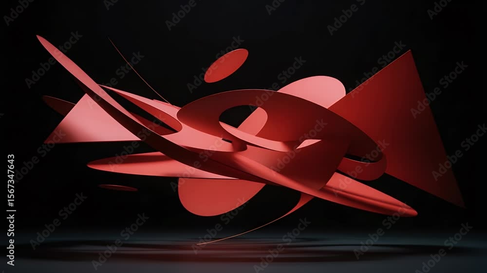 Aufkleber abstract red sculptures: a captivating abstract composition featuring flowing, geometric red shapes.