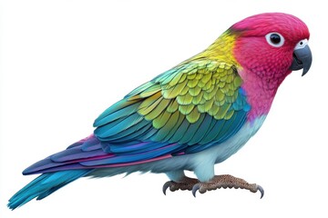 Obraz premium Vibrant Colorful Parrot Isolated on White Background parrot colorful vibrant isolated bird bright