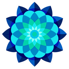 Digital Blue-Teal Mandala over Mosaic Background
