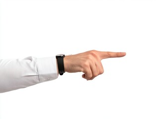 Obraz premium Business Hand Pointing Right on White Background hand pointing business finger direction instruction
