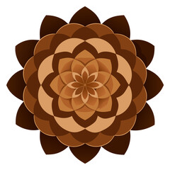 Sepia Floral Mandala with Textured Layered Petals
