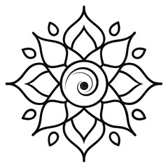 Minimal Floral Swirl Mandala with Teardrop Curls