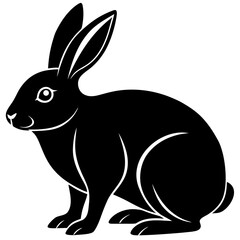 Obraz premium A black rabbit sits isolated on white background
