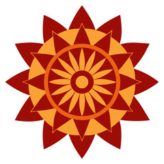 Radiating Indian Red Mandala with Traditional Geometry