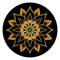 Luxury Gold Filigree Mandala with Double-Circle Symmetrical Layout