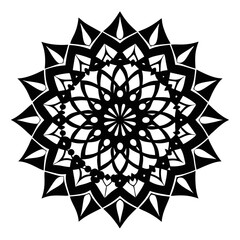 Crochet-Inspired Monochrome Mandala with Micro Ornamental Patterns