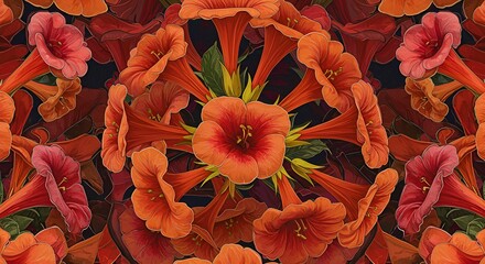 orange and yellow flowers pattern