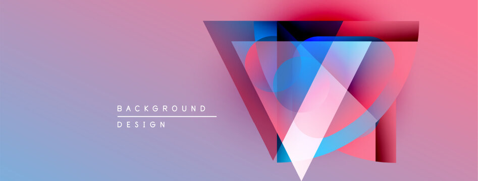 Abstract geometric design. Layered shapes create dynamic visual effect. Gradient colors blend smoothly, forming modern background.