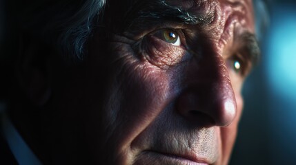 High-Detail Corporate Image of Experienced Professional with Serious Gaze