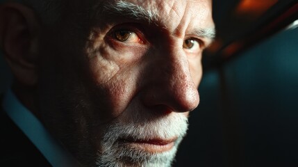 Dramatic Portrait of Senior Businessman in Minimalist Setting