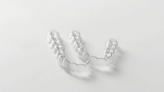 Transparent Dental Aligners for Orthodontic Treatment on White Background for Adobe Stock