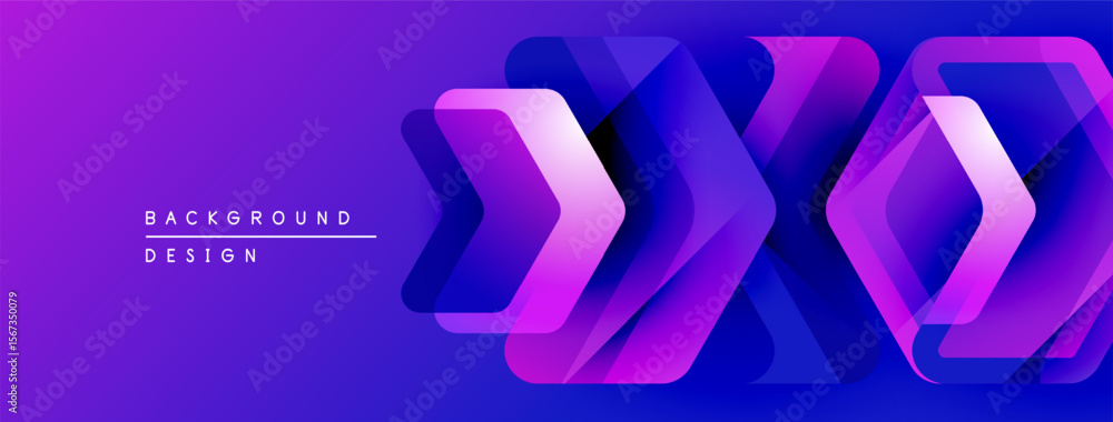 Poster Abstract purple gradient background. Geometric shapes overlap creating dynamic visual effect. Modern design element for projects.