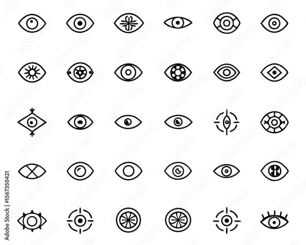 Aufkleber comprehensive collection of clean modern line art symbols representing sight vision and ocular healt