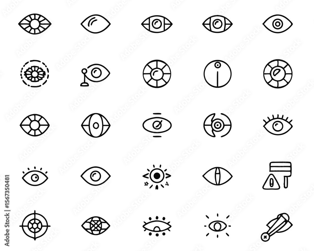 Aufkleber comprehensive collection of clean modern line graphics depicting various aspects of sight vision and