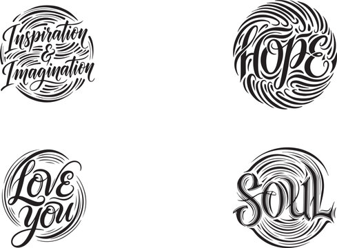 Inspiration and Imagination Hope Love You Soul words typographic design