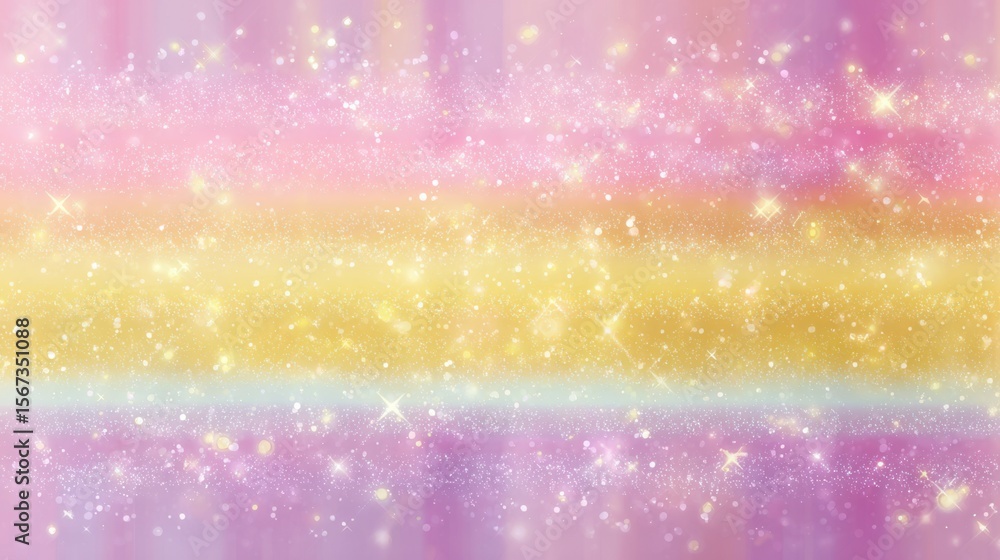 Poster Pop-style pastel gradient from lemon yellow to bubblegum pink with sparkly border lights in a horizontal frame.