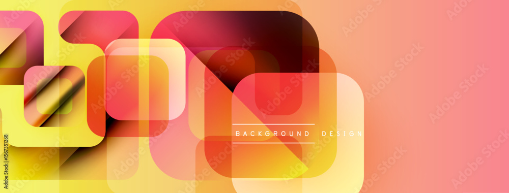 Aufkleber Abstract geometric shapes overlap, creating vibrant orange, yellow gradients. Modern design element for banners, presentations.