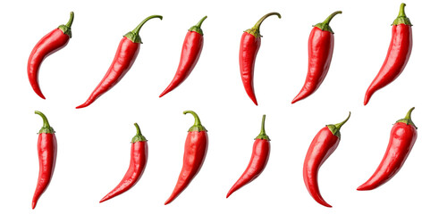 Vibrant arrangement of red chili peppers with colorful striped background