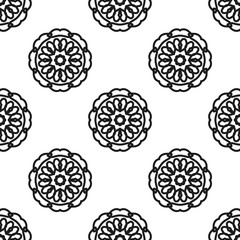 seamless floral pattern of hand drawn Mandala on white background 