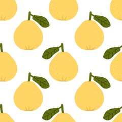 seamless pattern with hand drawn pears on white background.