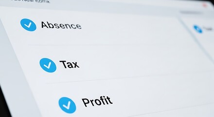 Digital List with Checked Items Absence Tax Profit on Screen