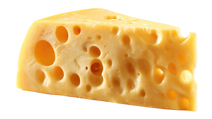 Swiss Cheese with Holes – Classic Yellow Swiss Cheese on Transparent Background

