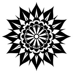Obraz premium Highly Detailed Radial Mandala in Bold and Fine Black Ink Layers