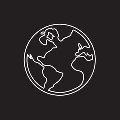 Globe icon vector. Earth sign symbol vector. Planet vector icon illustration isolated on black background