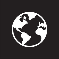 Globe icon vector. Earth sign symbol vector. Planet vector icon illustration isolated on black background