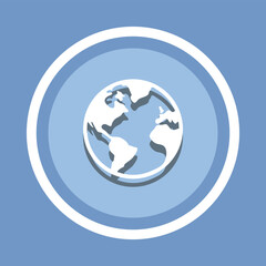Globe Icon Vector. Earth icon vector in trendy flat style. Planet icon image, Planet icon illustration isolated on blue background