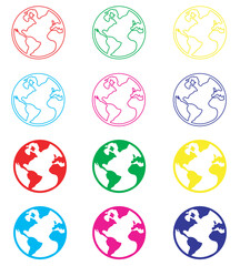 Globe icon vector. Earth icon sign symbol in trendy flat style. Set elements in colored icons. Planet vector icon illustration isolated on white background