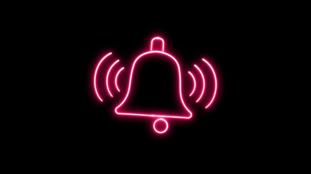 Neon Bell Notification Animation &ndash; Glowing Alert Symbol with Alpha Channel