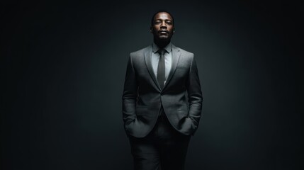 Full-Length Studio Portrait of CEO, Formal Attire, Dramatic Lighting