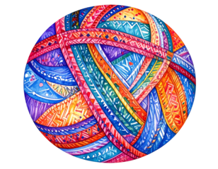 Vibrant Watercolor Yarn Ball Illustration